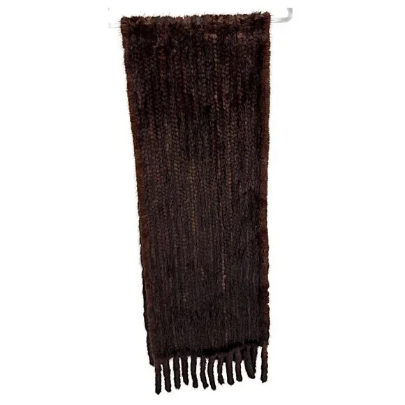 Vintage Mink Fur Wrap / Scarf w/ Fringe & Pockets. Classic Old Hollywood Style - Picture 3 of 7